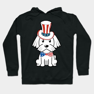 Funny white dog is wearing uncle sam hat Hoodie